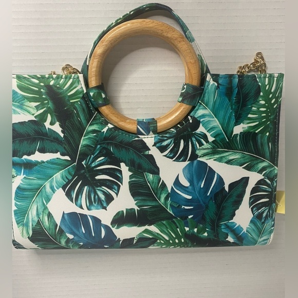 Call it Spring Gold Chain Crossbody and Clutch purse Floral Green Print - Picture 3 of 8